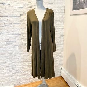 Magaschoni Long Olive Cardigan
